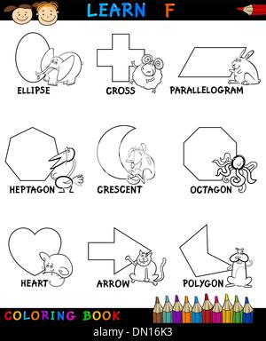Basic Shapes with Animals for Coloring Stock Vector