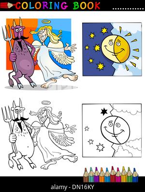 devil and angel for coloring Stock Vector