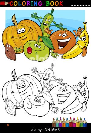 fruits and vegetables for coloring Stock Vector