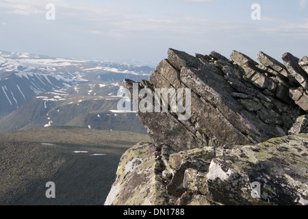 Subpolar Ural mountains, view from mountain Narodnaya Stock Photo