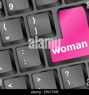 woman pink key on keyboard laptop computer Stock Vector