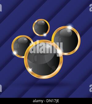 Golden speech bubbles isolated on blue background Stock Vector