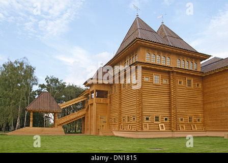 Wooden tsar's palace in park Kolomenskoe, Moscow Stock Photo