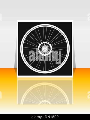 Bicycle wheel on flyer or cover Stock Vector