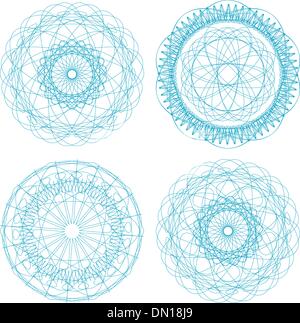 Set of four guilloche rosette Stock Vector