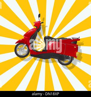 The fantastic shiny red scooter Stock Vector