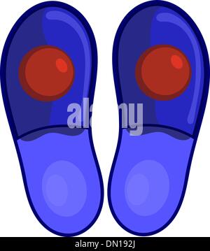 Blue bedroom slippers with red pompoms. eps10 Stock Vector