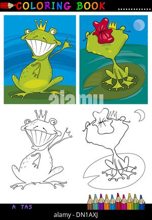 Fantasy frog prince for coloring Stock Vector