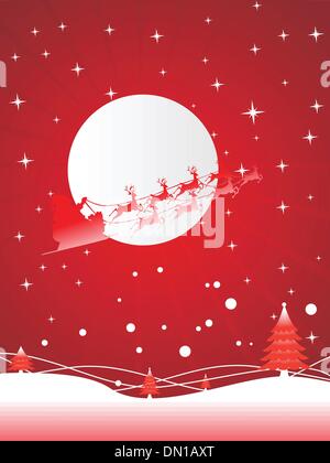 vector image of santa claus on sleigh at night Stock Vector