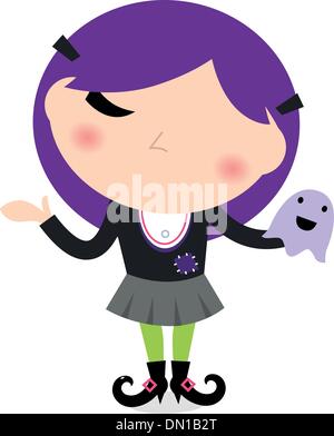 Cute witch girl isolated on white Stock Vector