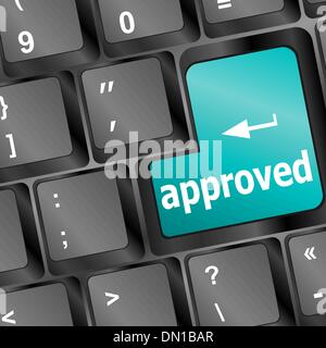 Approved word on a button keyboard, business concept Stock Vector