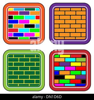 Color brick buttons for web devices and the internet Stock Vector