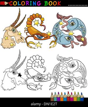 Fantasy animals characters for coloring Stock Vector
