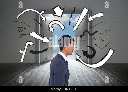 Composite image of unsmiling casual businessman Stock Photo
