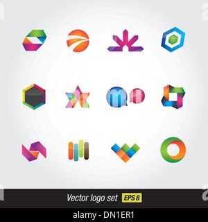 set of logo and icons Stock Vector