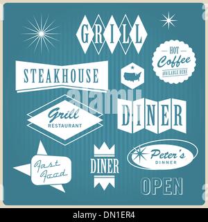 Vintage restaurant logo, badges and labels Stock Vector