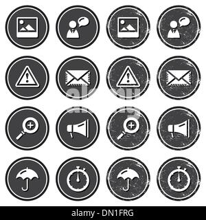 Website navigation icons on retro labels set Stock Vector