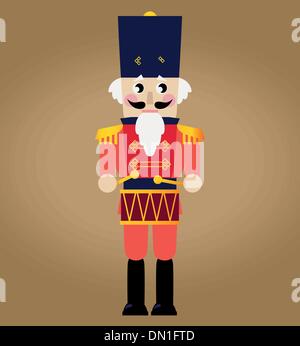 Cute red retro Nutcracker isolated on brown Stock Vector
