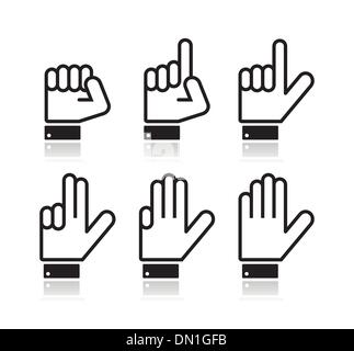 Counting hand signs - vector isolated on white Stock Vector