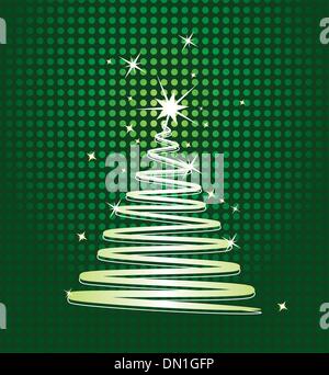 Vector drawing abstract decorated Christmas tree isolated on white ...