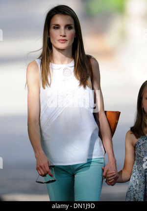 The Princes of Asturias and their daughters Leonor and Sofia in Majorca Vacation. Stock Photo