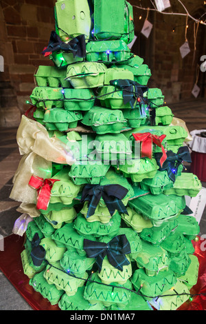 Christmas tree made from egg boxes, England, UK Stock Photo