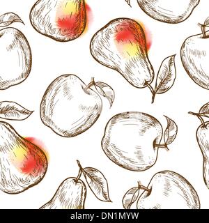 Seamless pattern with apples and pears Stock Vector