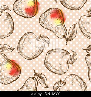 Seamless pattern with apples and pears Stock Vector