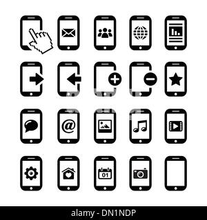 Mobile or cell phone, smartphone, contact icons set Stock Vector