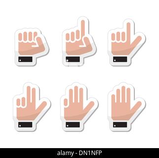 Counting hand signs as labels - vector isolated on white Stock Vector