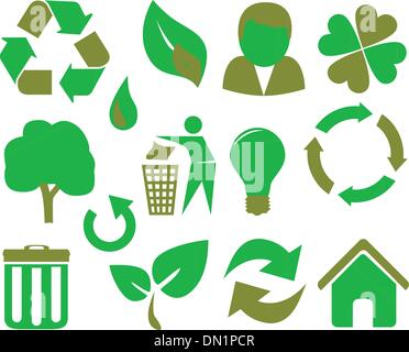 eco icon set green Stock Vector