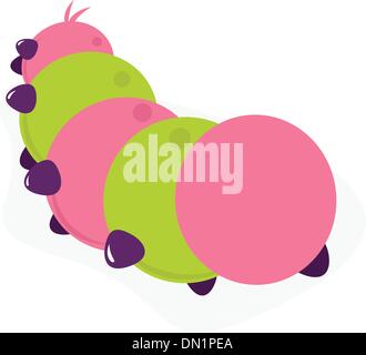 Cute cartoon caterpillar isolated on white ( pink and green ) Stock Vector