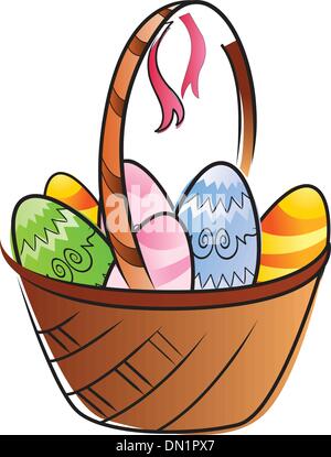 Easter Eggs in a Basket Stock Vector