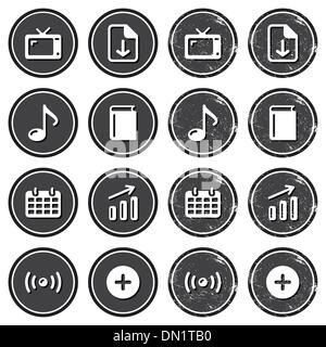 Website navigation icons on retro labels set Stock Vector