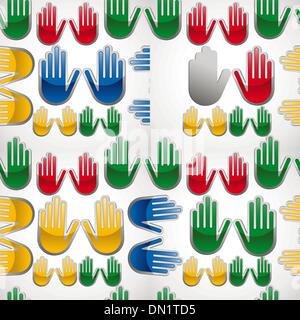 Diversity glossy hands up pattern Stock Vector