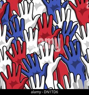 Democracy voting hands up pattern Stock Vector
