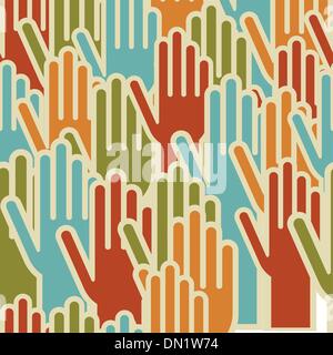 Diversity hands up seamless pattern Stock Vector