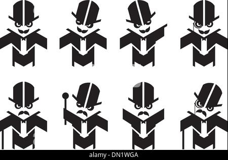 Old-fashioned Gent Mascot Humor Set Stock Vector