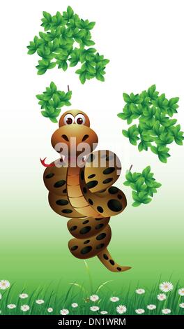 funny snake on the tree Stock Vector