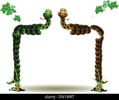 funny couple snake on the tree Stock Vector