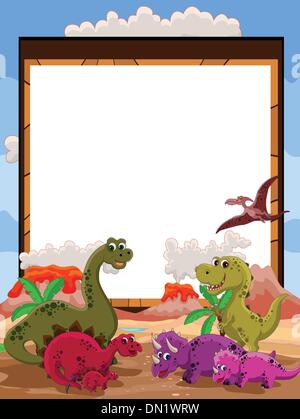 dinosaur with blank sign Stock Vector