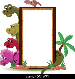 dinosaur with blank sign Stock Vector