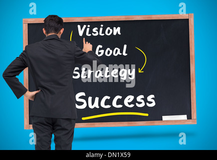 Composite image of asian businessman pointing Stock Photo