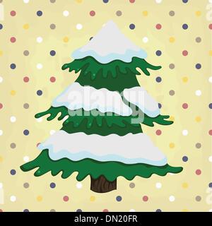 christmas tree on colorful polka dot Stock Vector