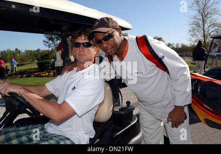 Apr 10, 2006; Myrtle Beach, SC, USA; (L-R) Hootie and the Blowfish Guitarist MARK BRYAN and Musician BRANDFORD MARSALIS pose for a pictures at the 2006 Hootie and the Blowfish Celebrity Pro-Am Golf Tournament Monday After The Masters Charity Tournament. The tournament raises money for the The Hootie and the Blowfish Foundation that was established in 2000 to create an endowment tha Stock Photo