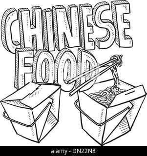Chinese food sketch Stock Vector