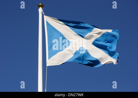 Scottish saltire flag flying at the National Flag Heritage Centre, Athelstaneford Stock Photo