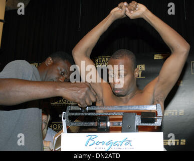 Jun 04, 2006; Atlantic City, NJ, USA; BOXING: PATRICK THOMPSON reacts with shock as he finds out that he is over the limit for his bout on Wednesday June 7 2006 at The Borgata Hotel and Casino in Atlantic City, New Jersey. Mandatory Credit: Photo by Rob DeLorenzo/ZUMA Press. (©) Copyright 2006 by Rob DeLorenzo Stock Photo