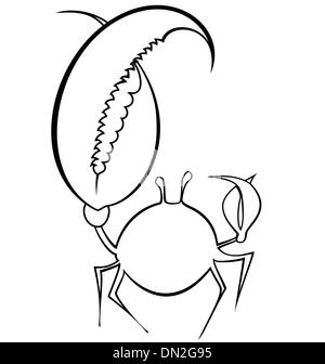 Black and white contour crab vector Stock Vector