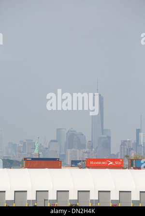 Container terminal in the New York port. Terminal port. Container cargo ...